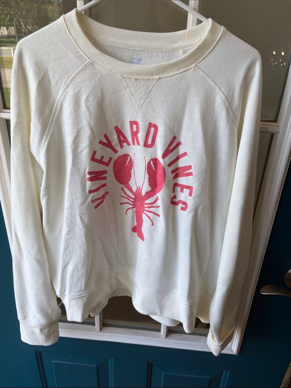 Vineyard Vines Cream Sweatshirt with Pink Lobster Graphic